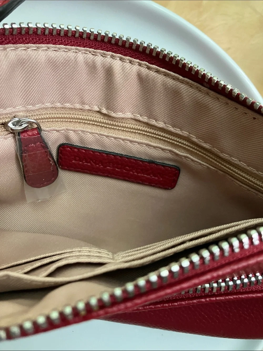 Dana Buchman Red Faux Leather Wristlet Clutch Silver Hardware New Without Tag